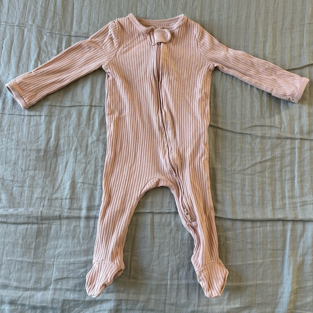 Cloud Island Blush Ribbed Footie
